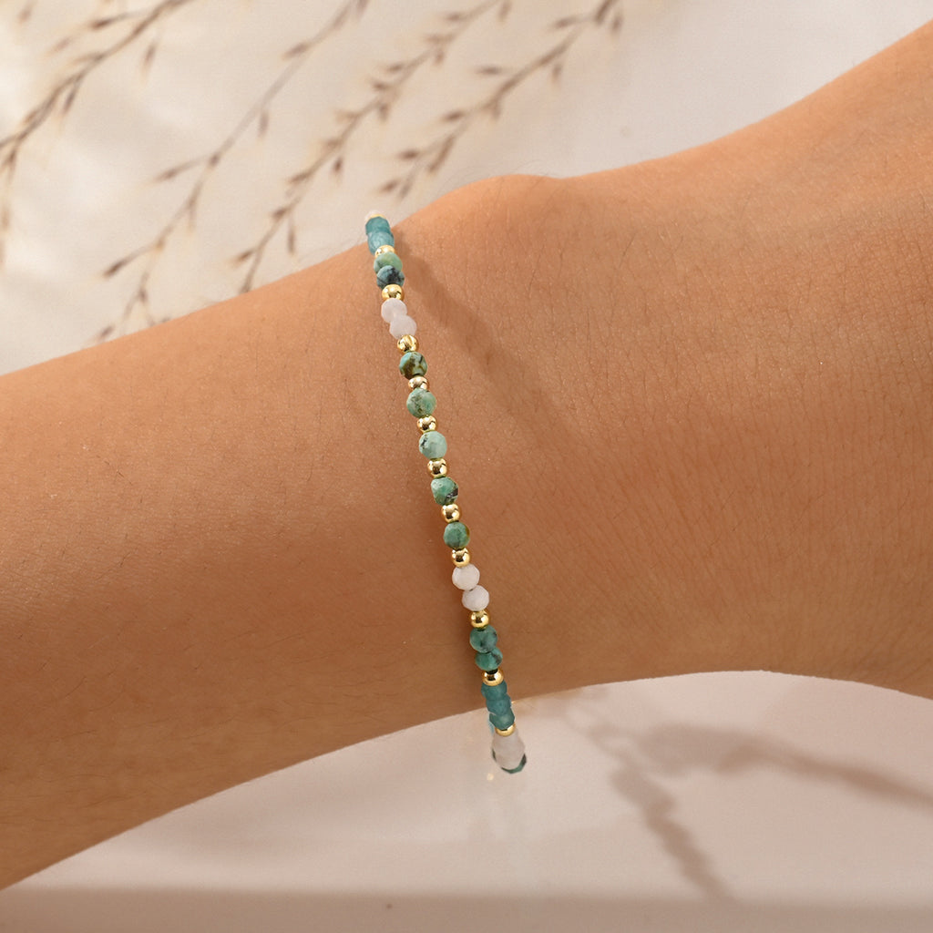 Pulsera de cuerda con cuentas de piedra natural estilo bohemio para mujer