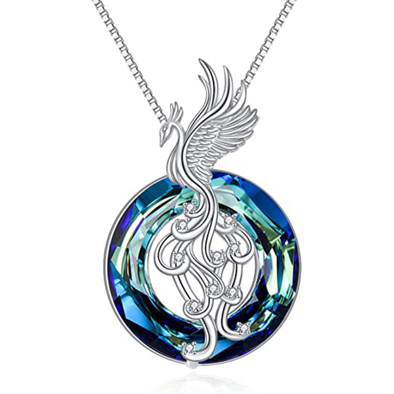 Neue Firebird Kristallanhänger Halskette Damen Bunte Phönix Ohrringe
