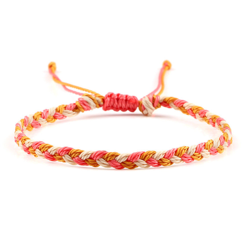 Cuerda de cera trenzada, correa de mano para manualidades, trenza de tres hilos con colores entrecruzados