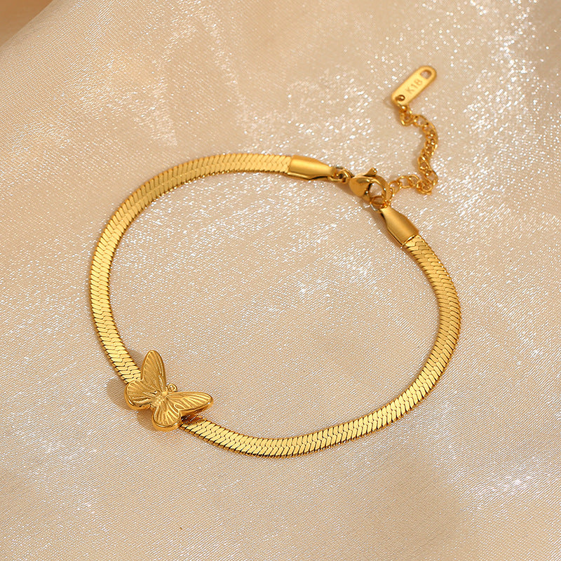 Schmetterlingsarmband Damen 18K Gold Schlangenkette Schmuck