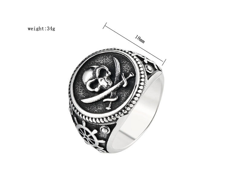 Personalisierter Retro Totenkopf Herren Titanstahlring