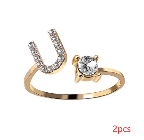 Nuevo Diseño Anillo Ajustable con Letra Inicial 26 Joyería de Moda para Mujeres Joyería Simple y Elegante