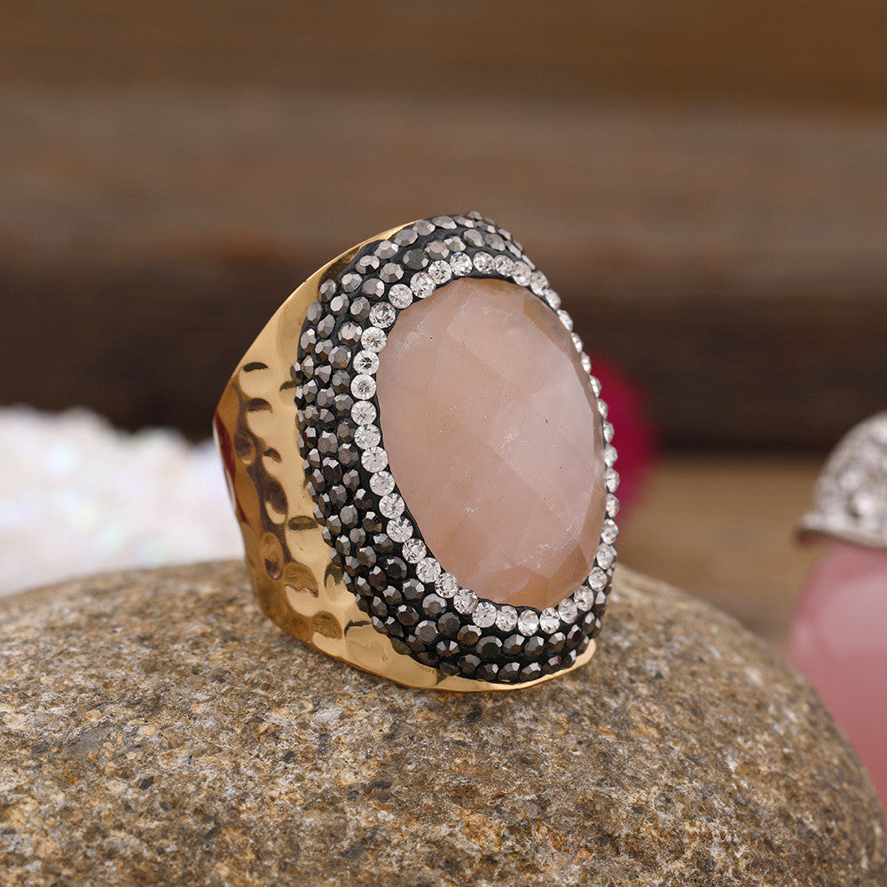 Damen Strass Natur Türkis Ring Schmuck
