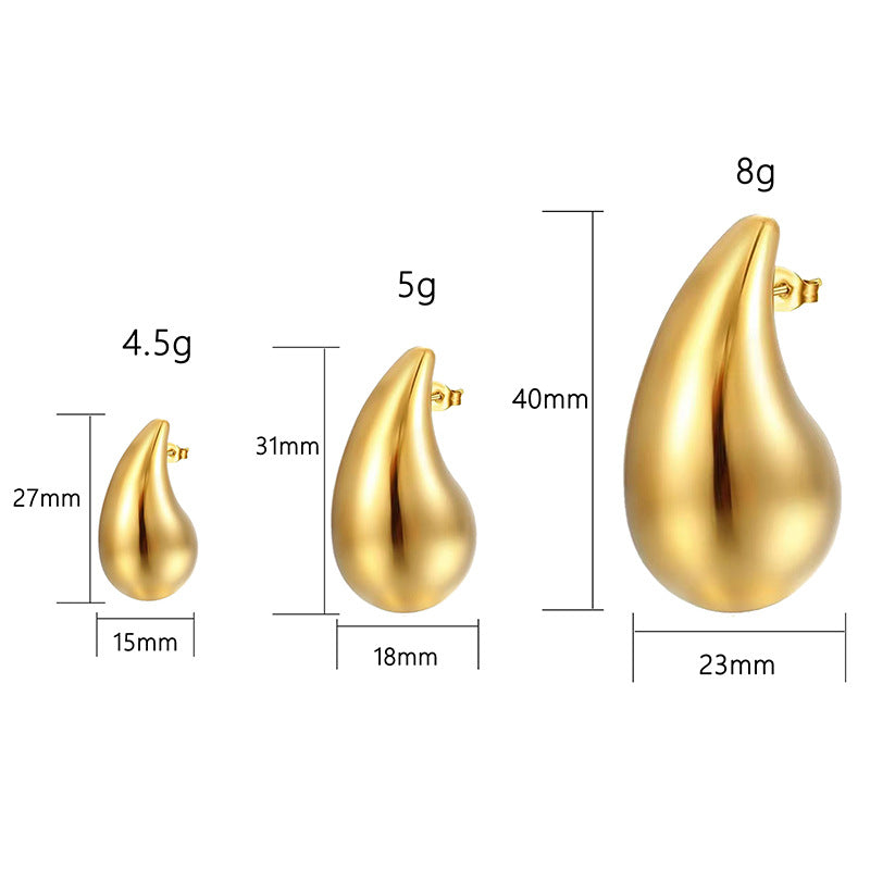 Pendientes de gota de acero inoxidable de moda para mujer