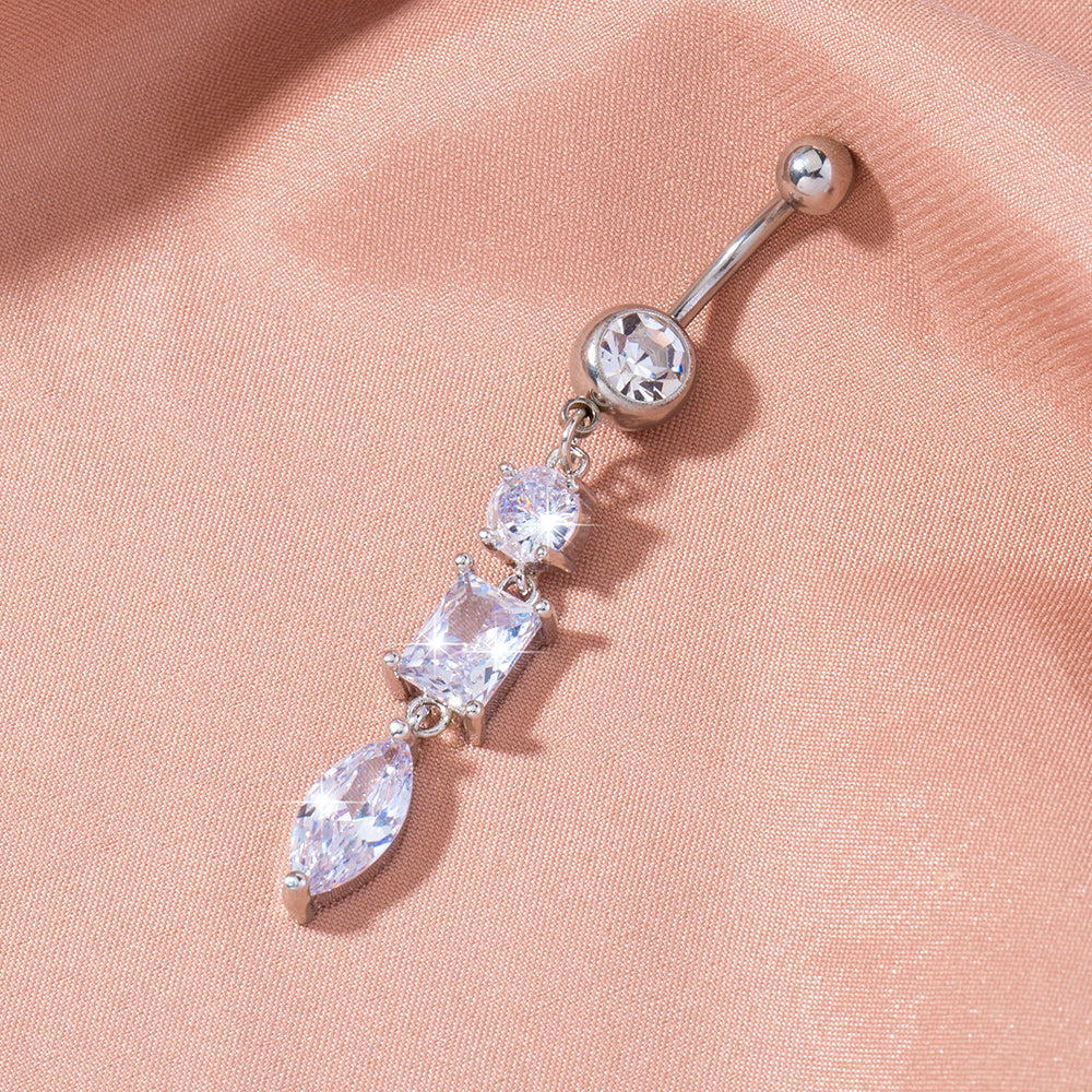 Joyas de perforación corporal de circonitas brillantes para mujer, estilo clavo largo para ombligo