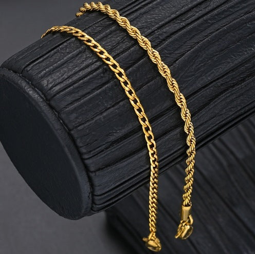 Edelstahl-Twist-Kettenarmband 2er-Set Mode