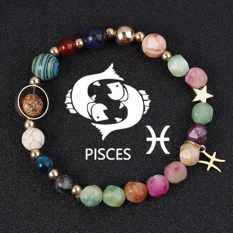 Twelve Constellation Constellation Bracelet Natural Stone Cut Color