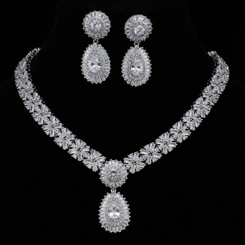 Temperament-Mode-Braut runder Zirkon Wachs-Inkrustation Schmuck