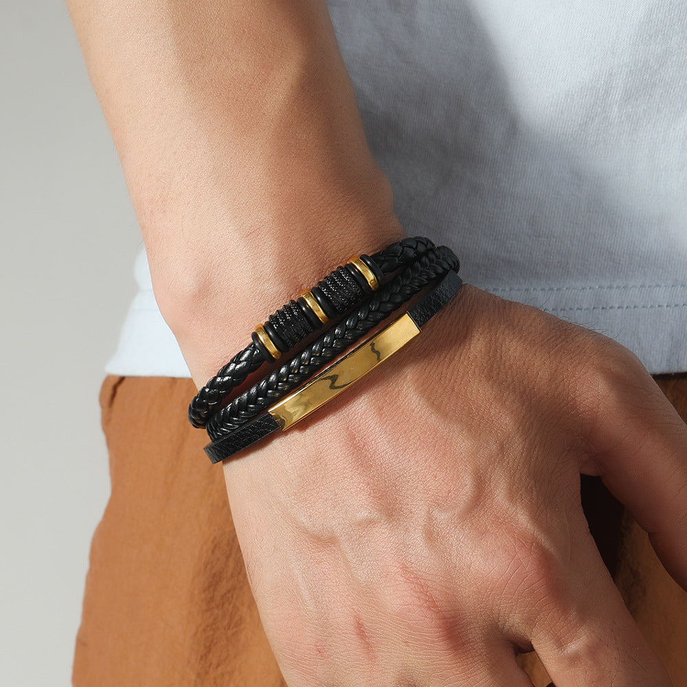 Mode Herren Persönlichkeit Magnetverschluss Lederarmband