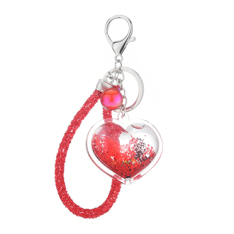 Colgante de Llavero Corazón Creativo de Acrílico Relleno de Aceite