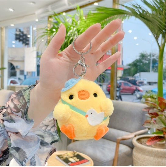 Lindo y pequeño pollo de peluche, llavero con colgante