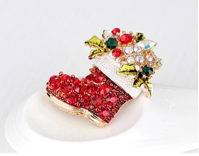 Nuevo Broche de Aleación Botas Navideñas de Moda