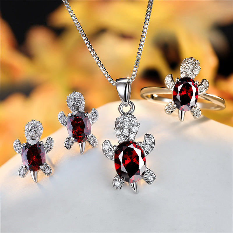 Mode Oval Zirkon Anhänger Schildkrötenform Halsketten mit Regenbogenstein Mehrfarbige Tierhalskette Schmuck für Damen und Kinder