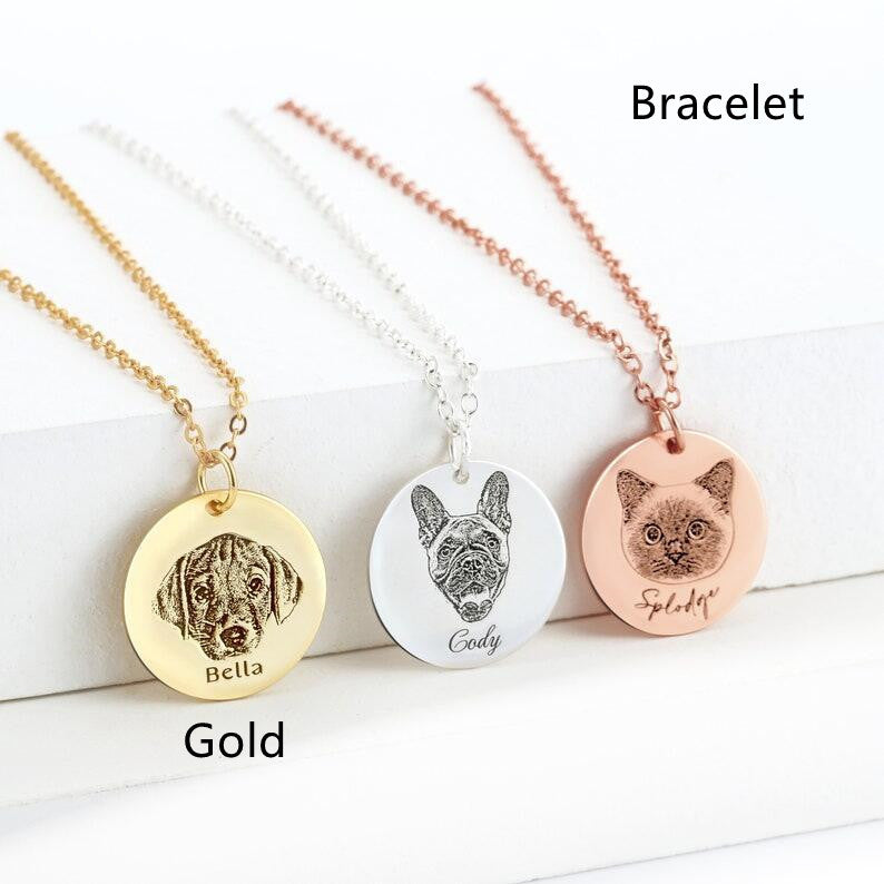 Einseitige Personalisierung Edelstahl Haustier-Foto-Graffiti Anhänger Schlüsselanhänger Armband