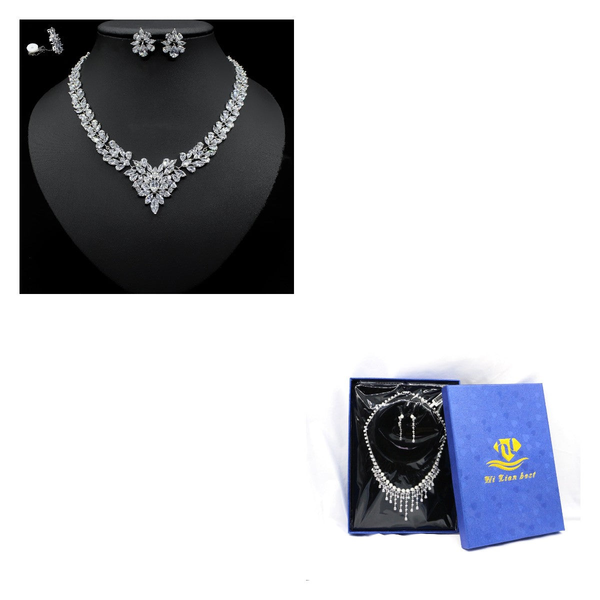 Elegantes Eiskristall-Ohrring-Zirkon-Halsketten-Set
