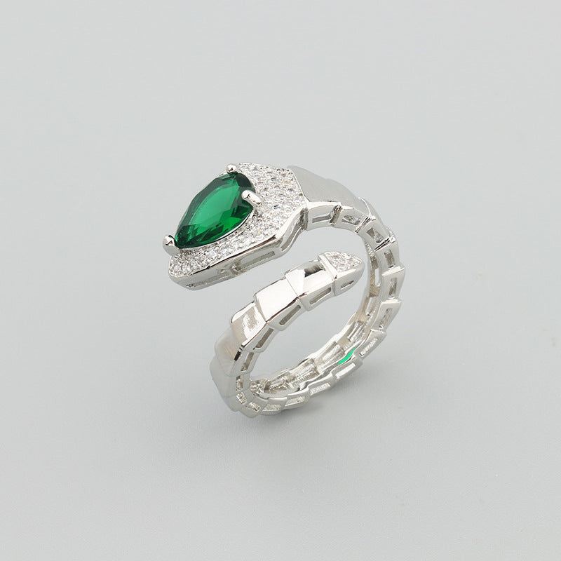 Federartiges Schlangenknochen-Armreif-Ring-Set