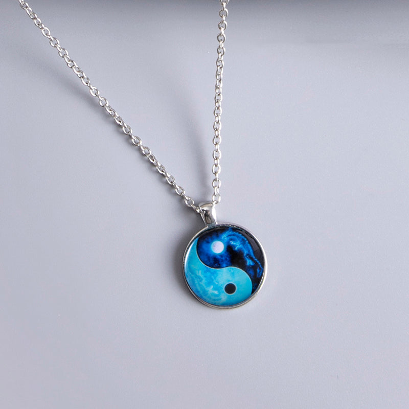 Tai Chi Yin Yang Drachen-Glas-Halsketten für Herren