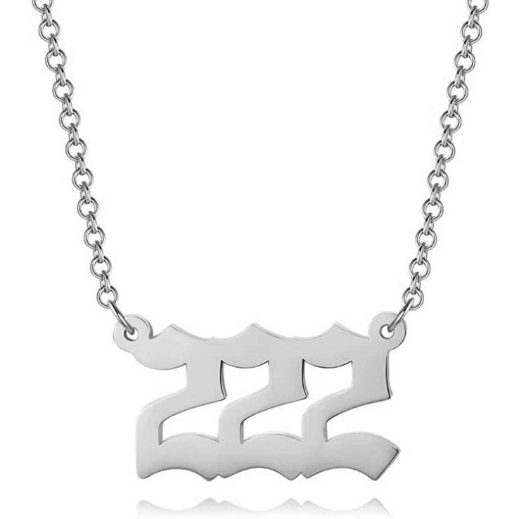 Collar corto para mujer con colgante de número angelical 0-9