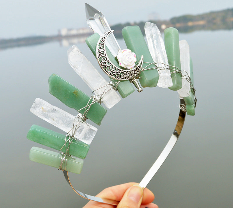 Natürliche Kristall-Säule, handgefertigte Kronen-Haaraccessoires