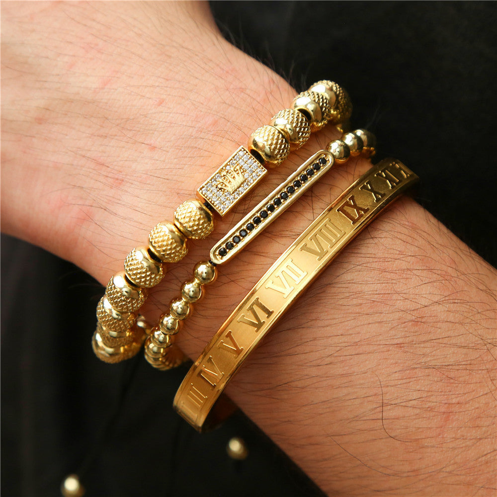 Pulsera Trenzada con Corona Vintage