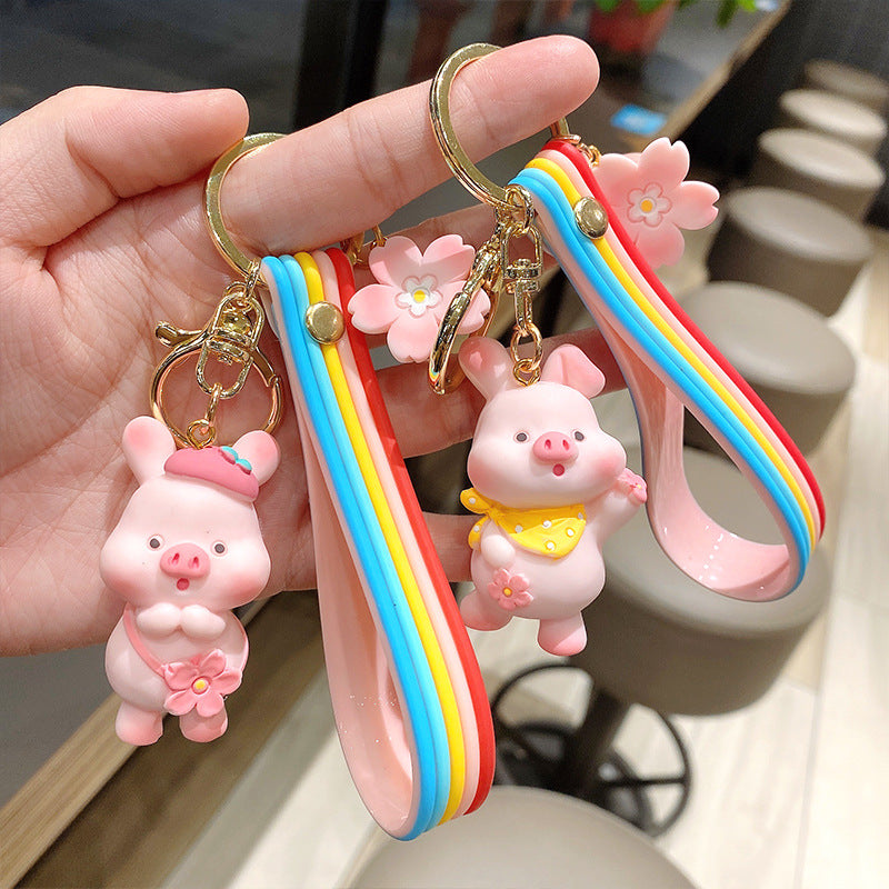 Llavero creativo con personalidad de cerdito de flor de cerezo