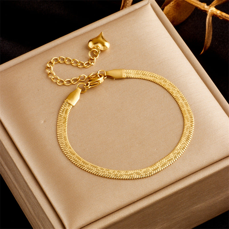 Pulsera de doble capa de moda punk chapada en oro de acero inoxidable para mujer, cadena de serpiente, joyería de lujo para fiesta