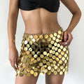Falda de lentejuelas para mujer, cadena hueca de metal para el cuerpo, joyería