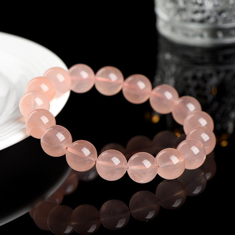 Pulsera de cuentas redondas de caballo color pomelo, grado 7A natural, hidratante corporal