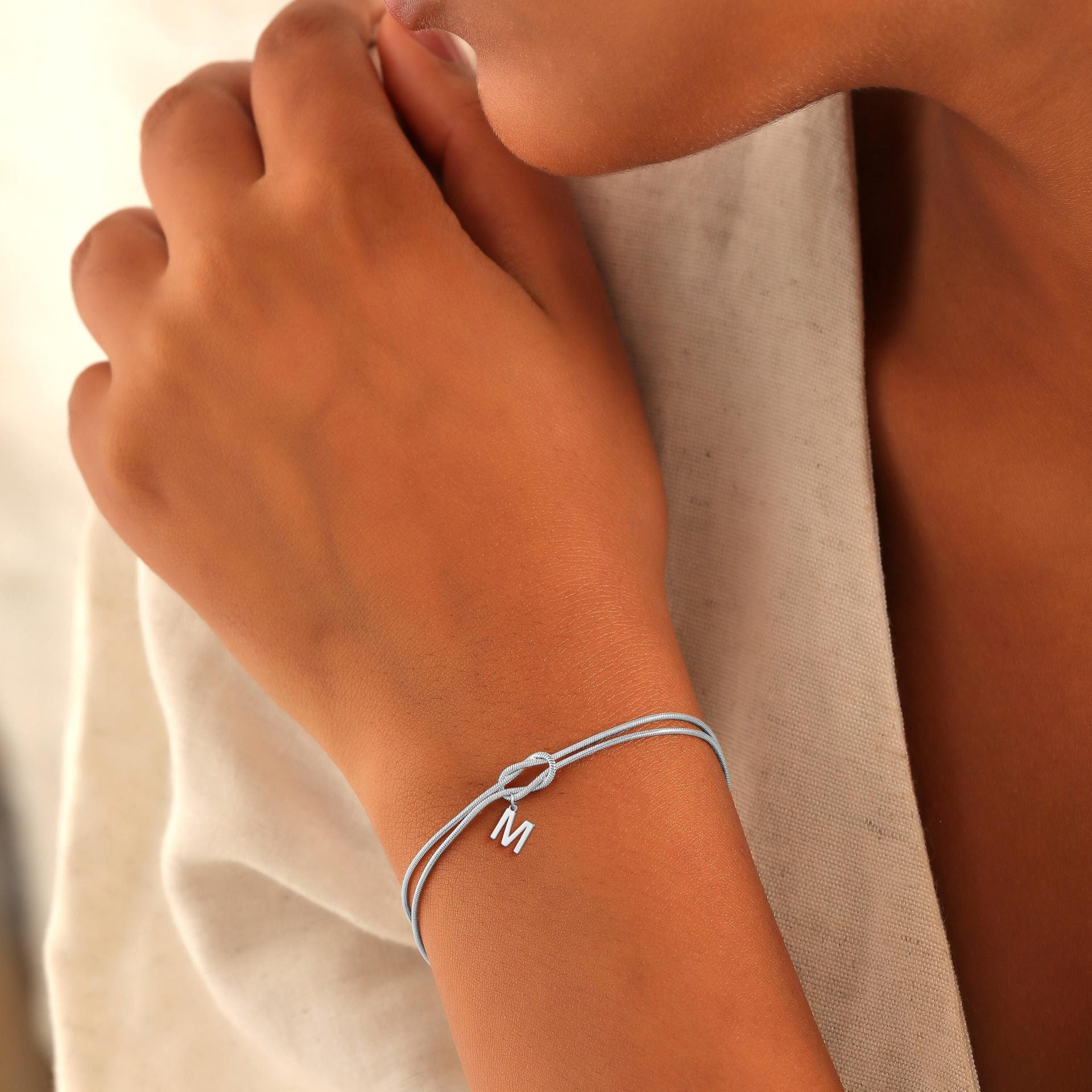 English A- Z Uppercase 26 Letters Knotted Bracelet For Couple