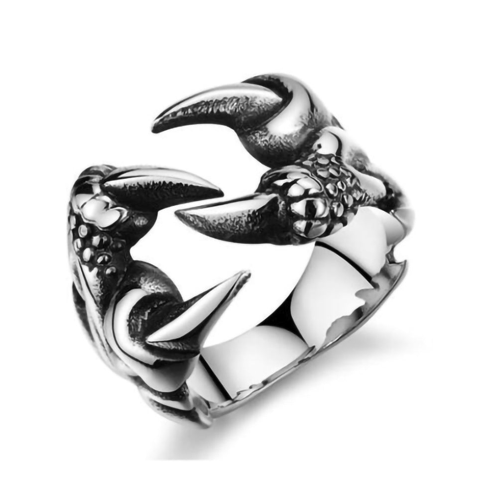 Anillo dominante de garra de dragón abierto para hombres, joyería punk cromada, anillos de fiesta con garra de dragón de acero de titanio para hombres