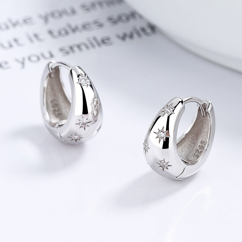 Pendientes de asterismo de plata de ley 925 para mujer, diseño retro francés, con forma de gota de agua