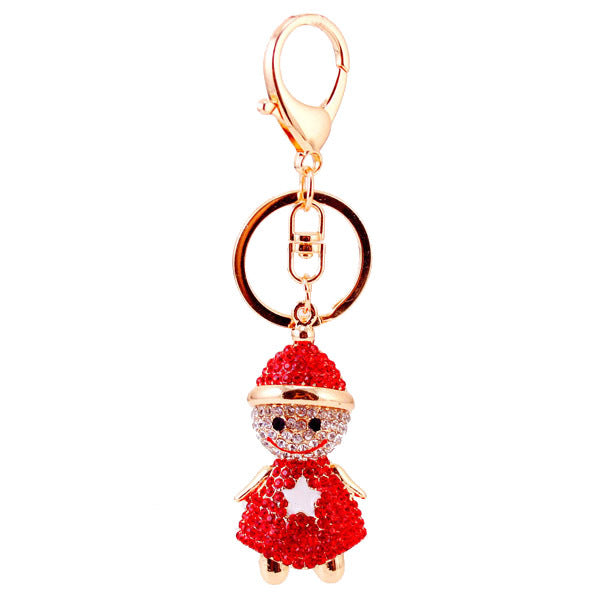Regalos Artesanales Creativos Lindo Muñeco de Nieve Navideño con Llavero de Diamantes