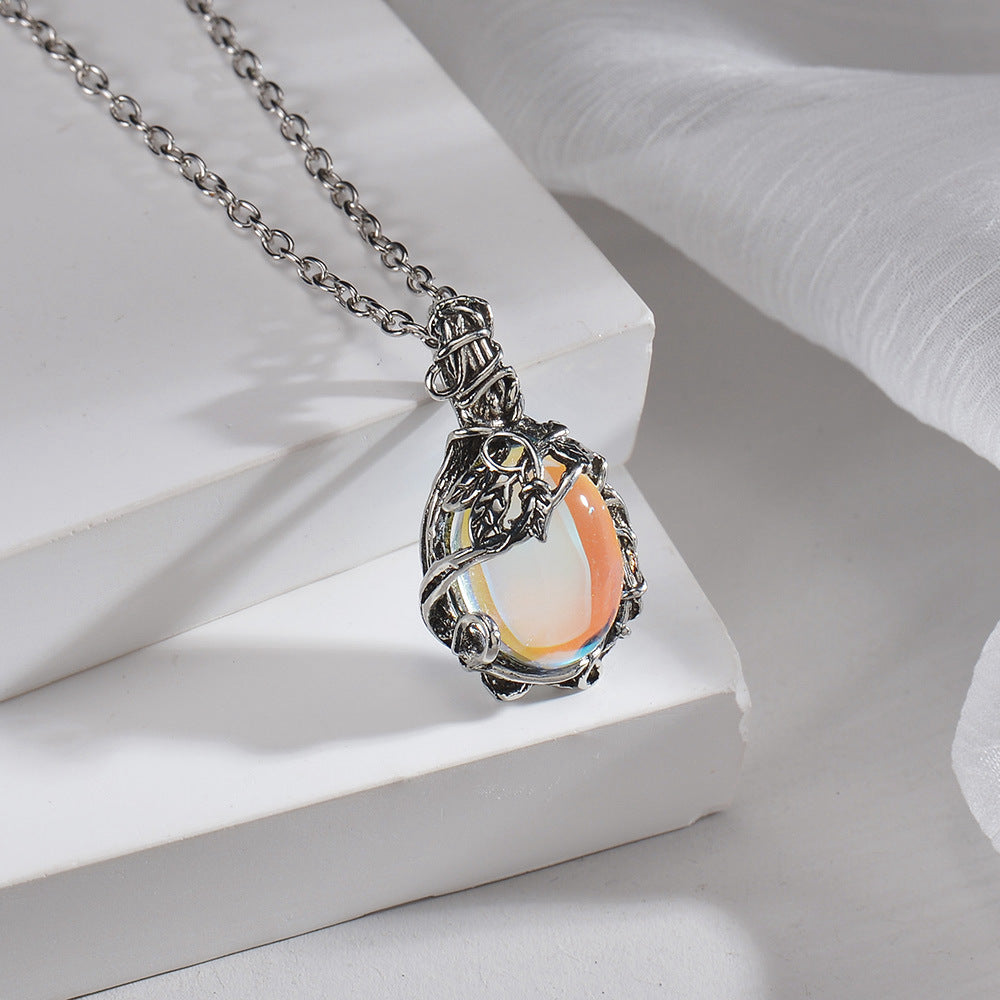 Ornament Mondstein Halskette Geteilte Liebe Damen