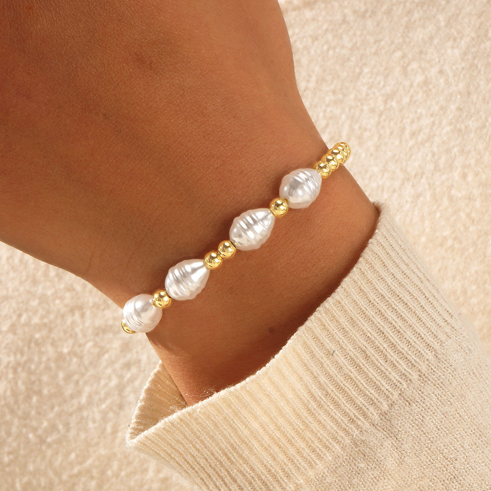 Pulsera de Perlas y Diamantes con Hilo Blanco