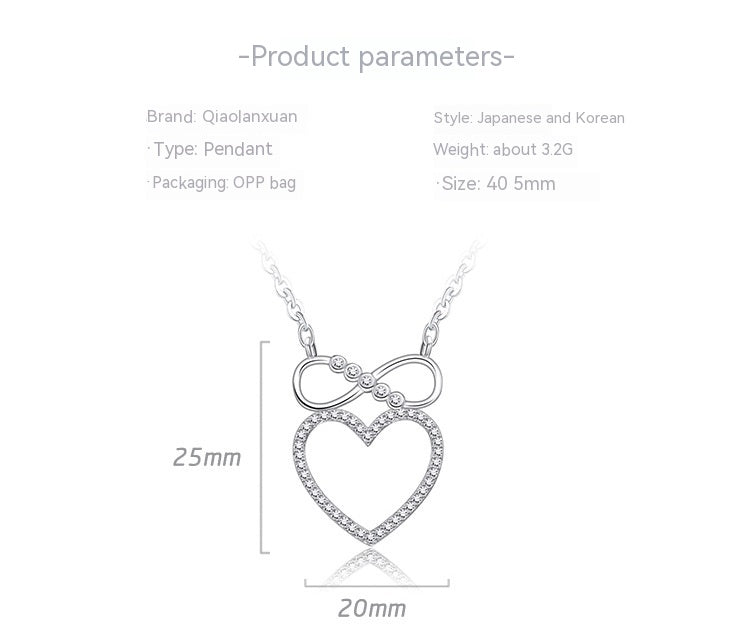Heart-shaped Bow Zircon Pendant Clavicle Chain Jewelry Necklace