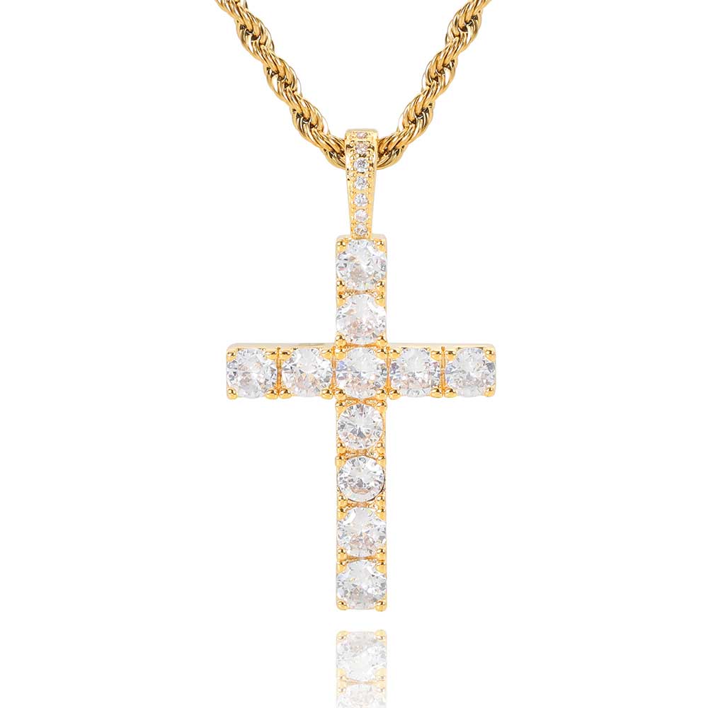 Massiver großer Kreuzanhänger Mikro-besetztes Hip-Hop-Collier