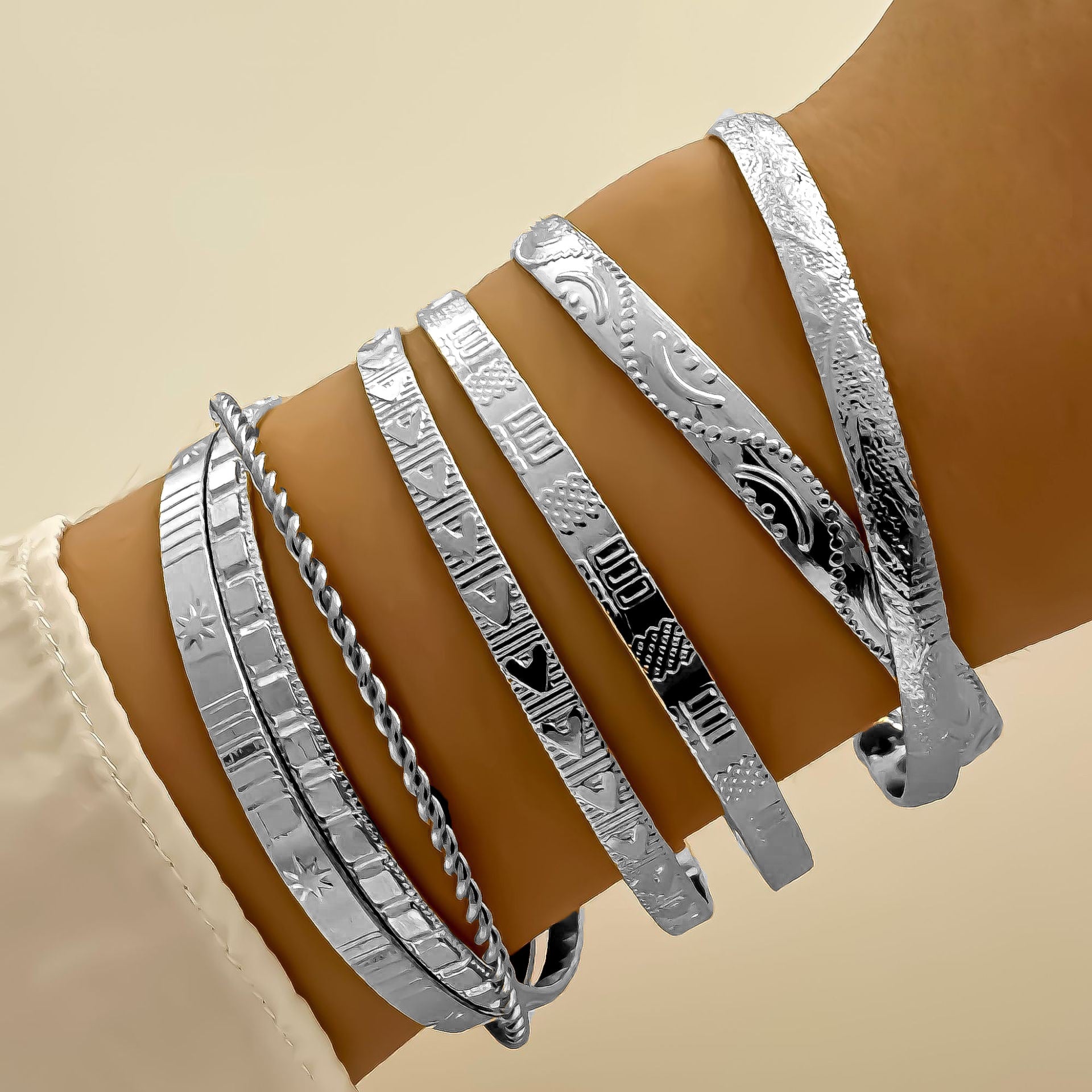5-7pcs Bracelet Set Creative Simple Temperament Lady Twisted Hip Hop Style Bracelet