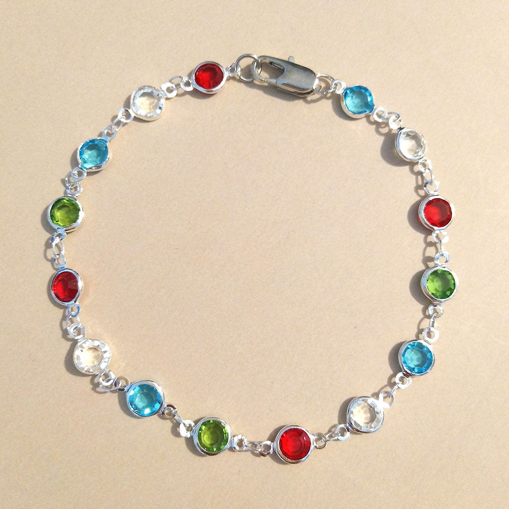 Tobillera de cristal arcoíris microincrustada multicolor para mujer