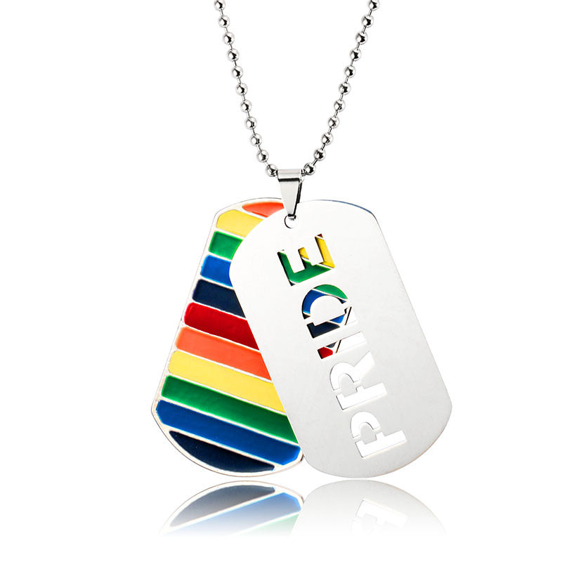 LGBT Pride Liebe Regenbogen zweilagige Anhänger Halskette