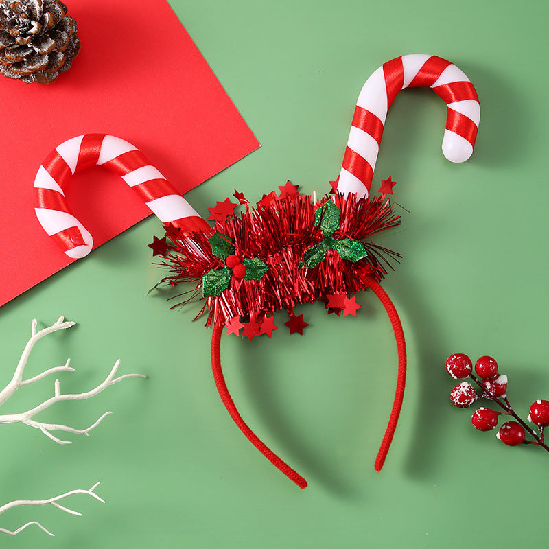 IPC Weihnachtshaarband Leuchtendes Stirnband Weihnachtsbaum Schneeflocke Haarband Hirschhorn Leuchtendes Blinkendes Kopfstück Frohe Weihnachten Geschenk