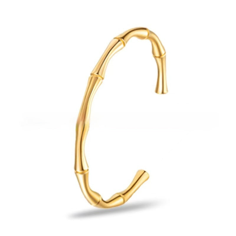 Pulsera en C con cuentas de bambú y trigo