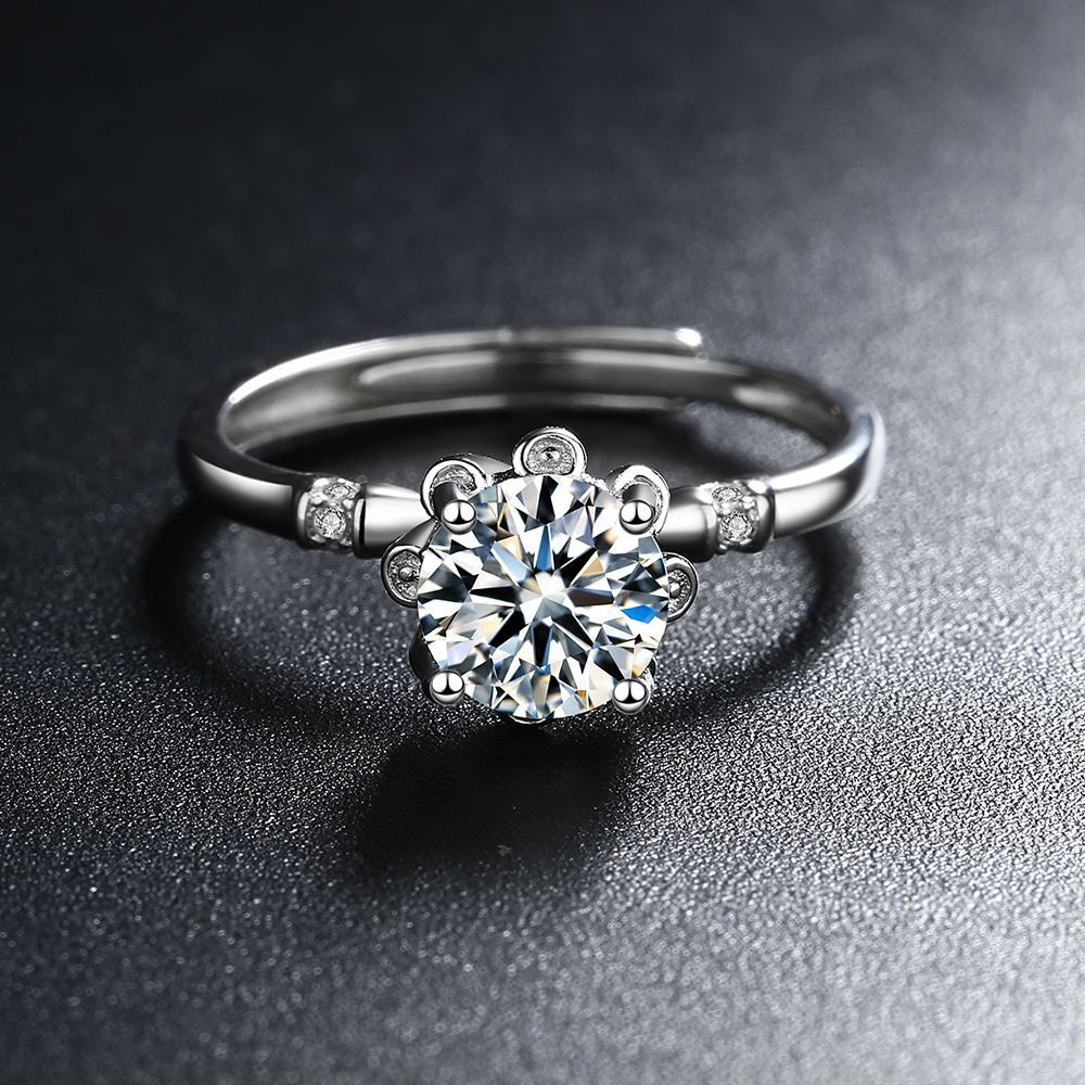 S925 Sterling Silber Moissanit 1 Karat Ring für Damen