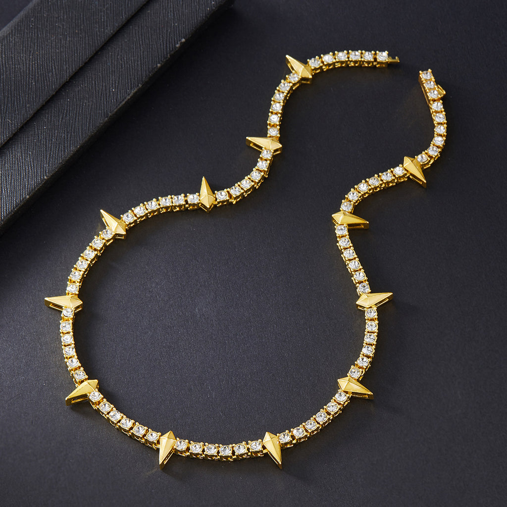 Alloy Diamond Hip Hop Rap Fluorescent Panther Necklace