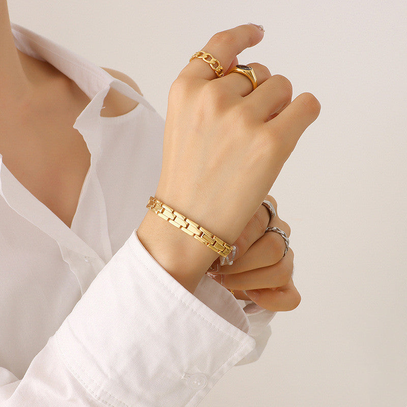 Women's Solid Color Titanium Steel Strap Bracelet