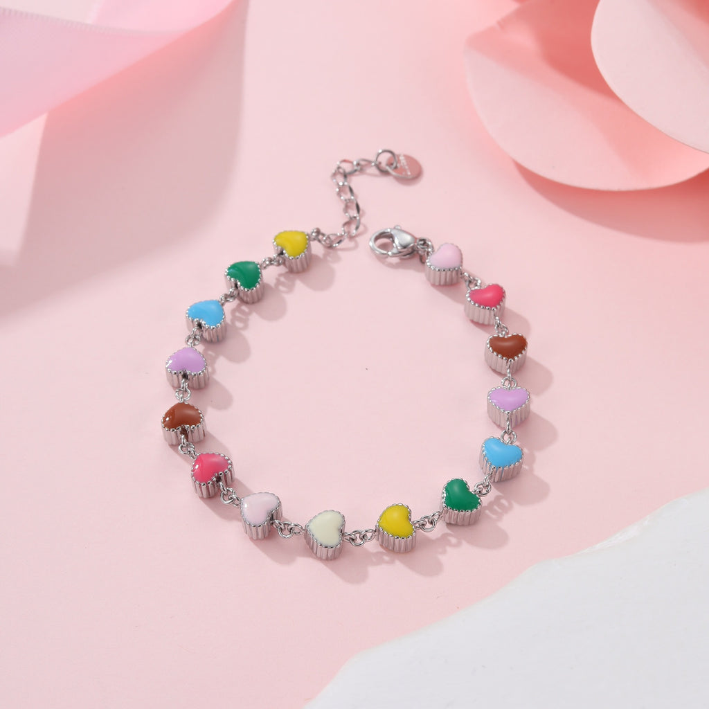 Collar de aceite colorido Pulsera de acero titanio con forma de corazón