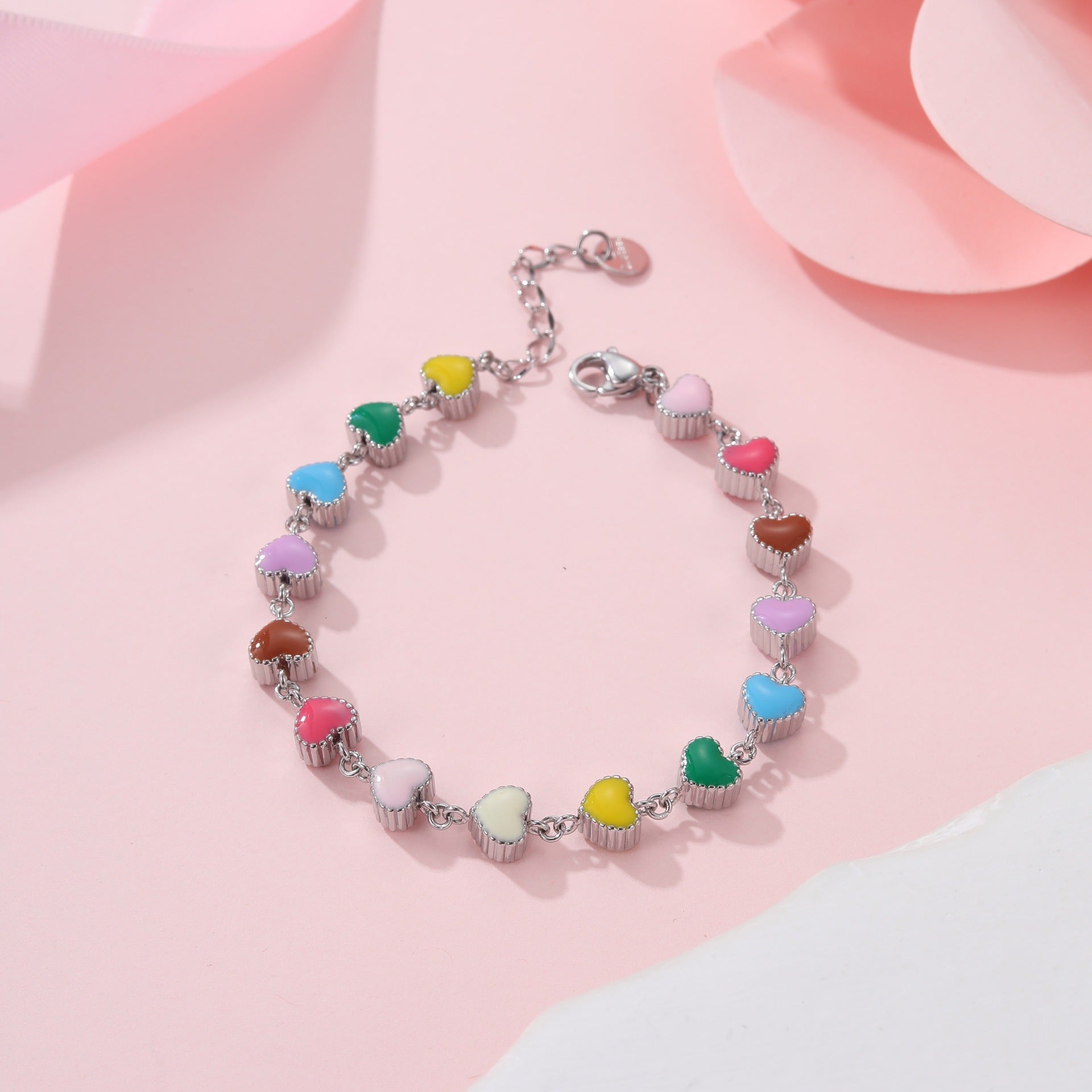 Collar de aceite colorido Pulsera de acero titanio con forma de corazón
