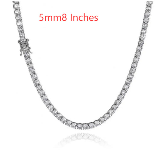3mm 4mm 5mm 65 MmS925 Silver Moissanite Single Row Tennis Chain Bracelet Hip Hop Necklace