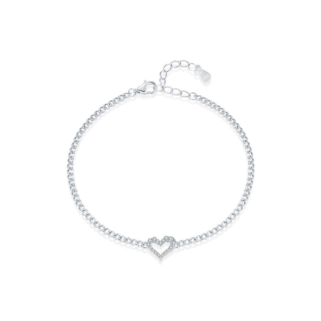 Moissanit S925 Sterlingsilber Diamant Unregelmäßiges Herzarmband