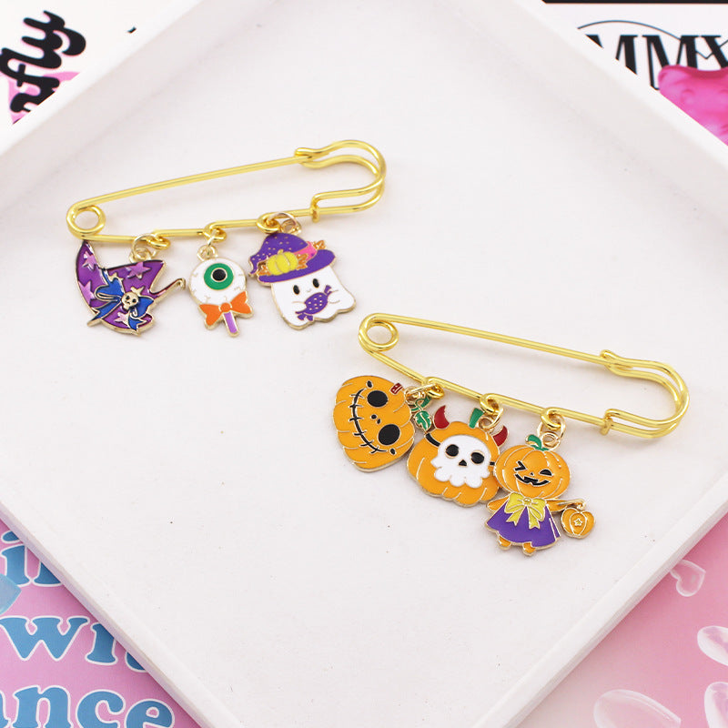 Broche Serie Halloween Lámpara Calabaza Murciélago Araña Pin Insignia para Niños para Bolsos