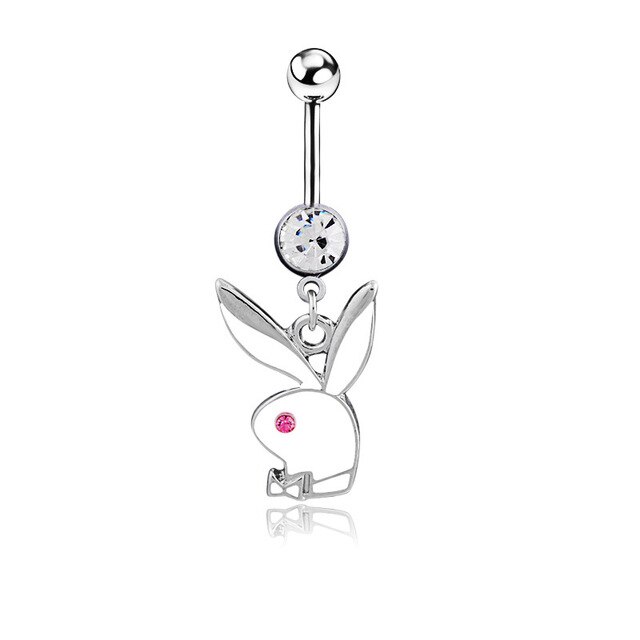 Piercing para ombligo con diseño de conejo, joyería para danza del vientre